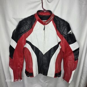 Teknic Motorcycle Leather Racing Jacket Men's Adult 42/52 Red